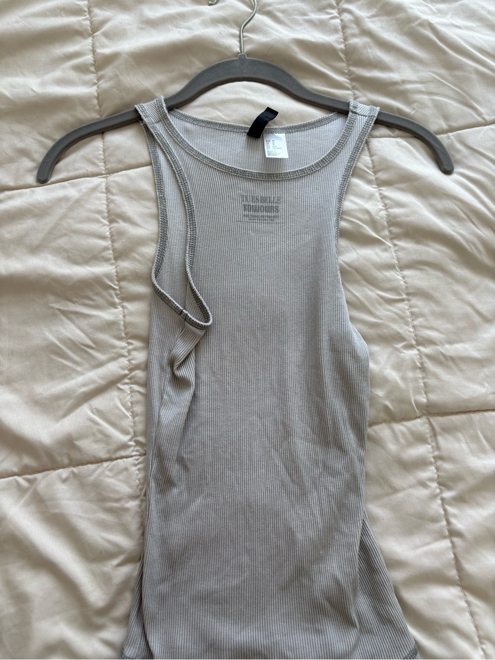 H&M Ribbed Bandeau Tank Top in Taupe